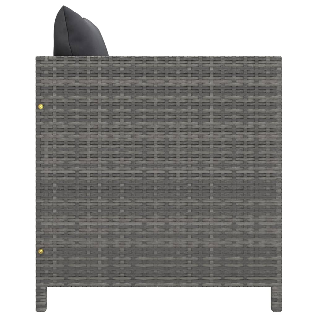 Tuinbank Met Kussens Poly Rattan Grijs 1 Fauteuil