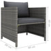 Tuinbank Met Kussens Poly Rattan Grijs 1 Fauteuil