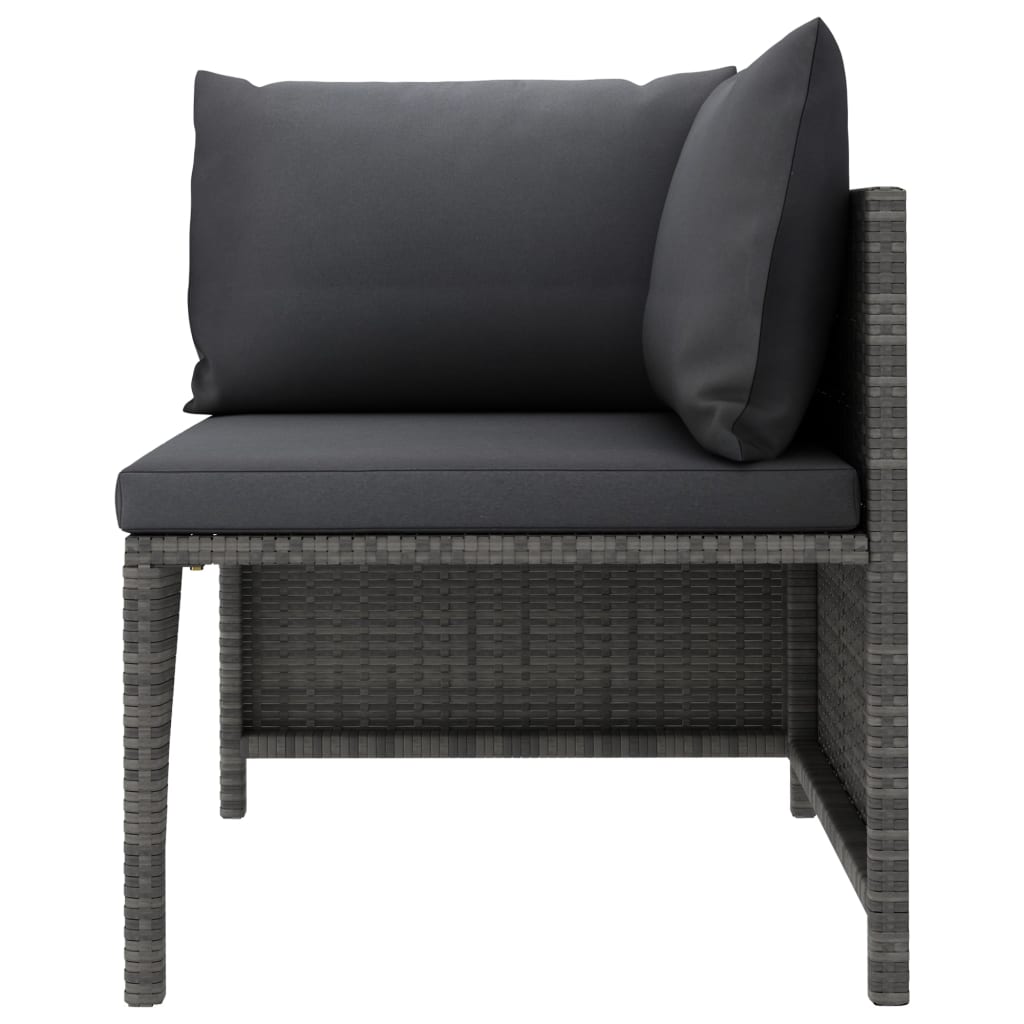 Tuinbank 2-Zits Met Kussens Poly Rattan Grijs 1 Tweezitsbank