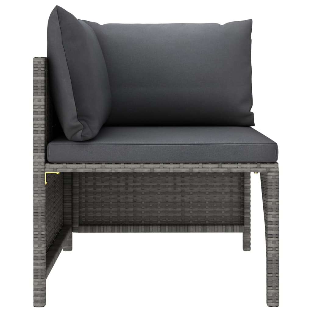 Tuinbank 2-Zits Met Kussens Poly Rattan Grijs 1 Tweezitsbank