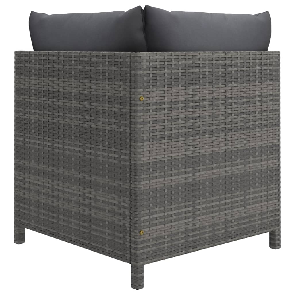 Tuinbank 2-Zits Met Kussens Poly Rattan Grijs 1 Tweezitsbank