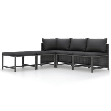 5-Delige Loungeset Met Kussens Poly Rattan Grijs 1