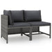 2-Delige Loungeset Met Kussens Poly Rattan Grijs 1 hoek + midden