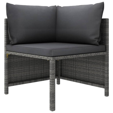 2-Delige Loungeset Met Kussens Poly Rattan Grijs 1 hoek + midden