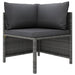 2-Delige Loungeset Met Kussens Poly Rattan Grijs 1 hoek + midden