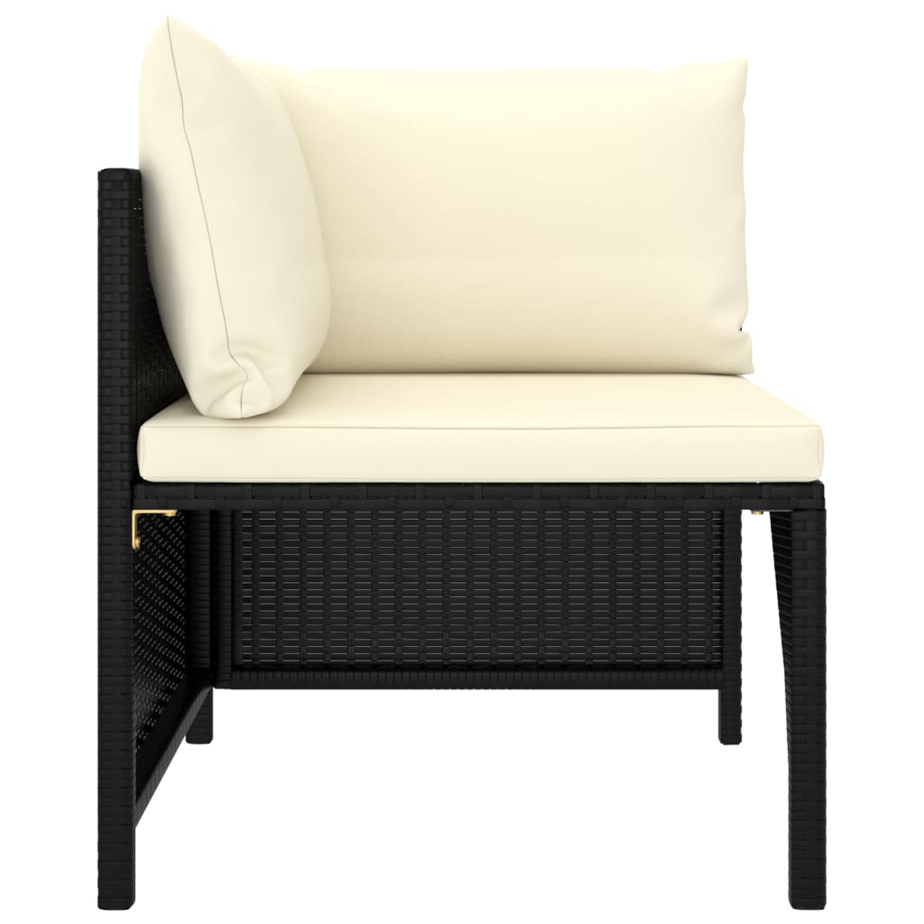 Hoekbank Sectioneel Met Kussens Poly Rattan Zwart 1