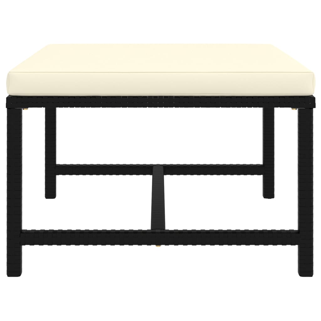 Voetensteun Sectioneel Met Kussen Poly Rattan Zwart 1