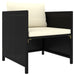 Tuinbank Met Kussens Poly Rattan Zwart 1 Fauteuil