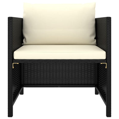 Tuinbank Met Kussens Poly Rattan Zwart 1 Fauteuil