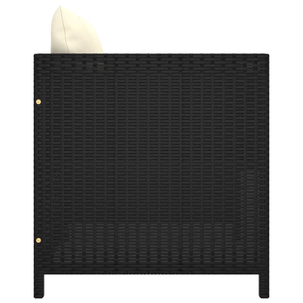 Tuinbank Met Kussens Poly Rattan Zwart 1 Fauteuil
