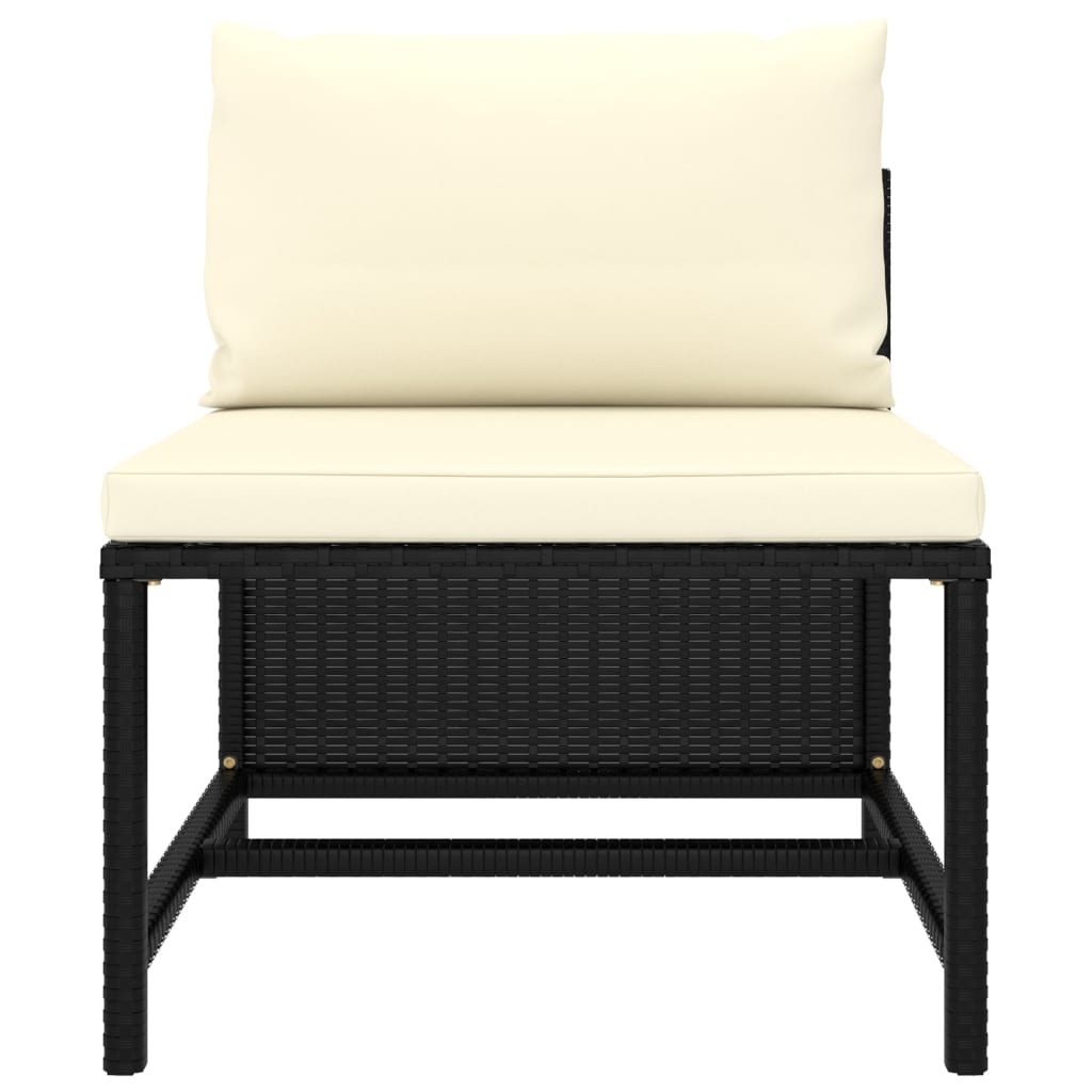 4-Delige Loungeset Met Kussens Poly Rattan Zwart Ja Crèmewit