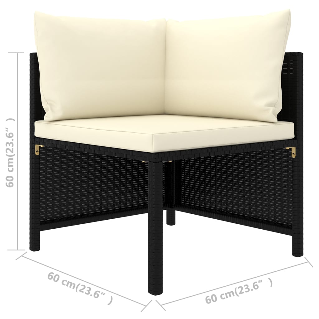 4-Delige Loungeset Met Kussens Poly Rattan Zwart Ja Crèmewit