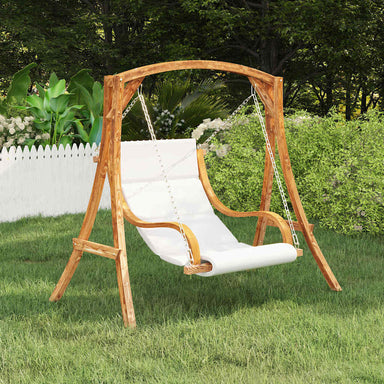 Schommelstoel zonder schommelframe met kussen gebogen hout