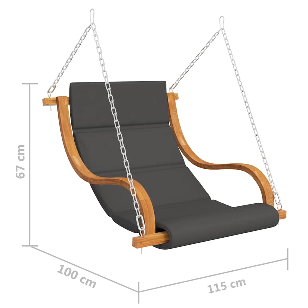 Schommelstoel zonder schommelframe met kussen gebogen hout