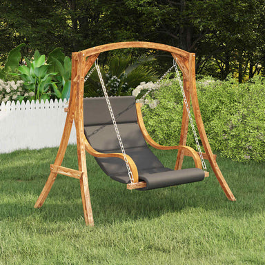 Schommelstoel zonder schommelframe met kussen gebogen hout