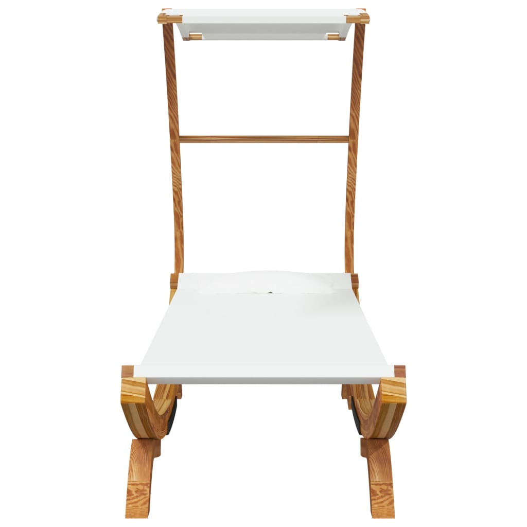 Loungebed met luifel 100x190x134 cm massief gebogen hout crème