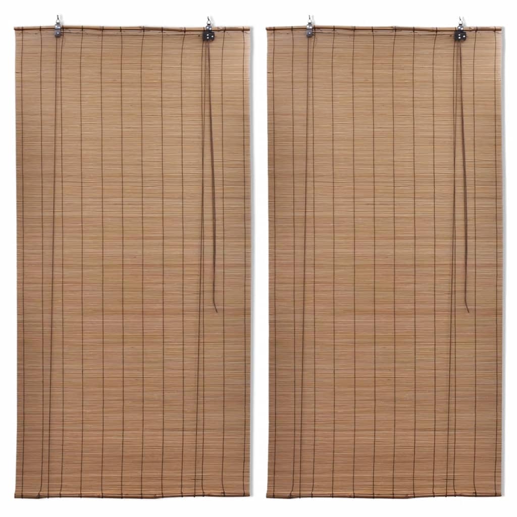 Rolgordijnen 2 st 100x160 cm bamboe bruin