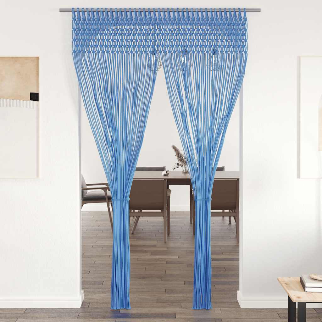 Gordijn macramé 140x240 cm katoen blauw