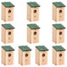 Vogelhuisjes 10 st 12x12x22 cm massief vurenhout