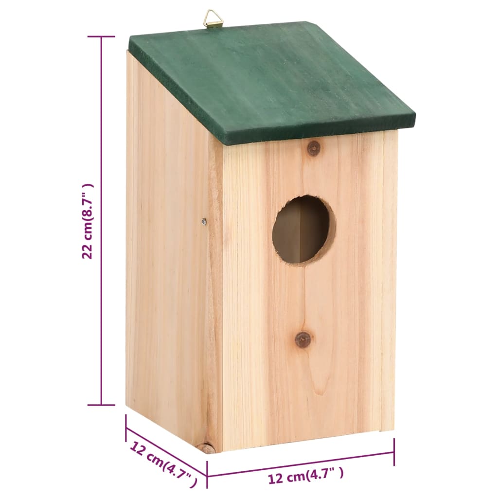 Vogelhuisjes 10 st 12x12x22 cm massief vurenhout