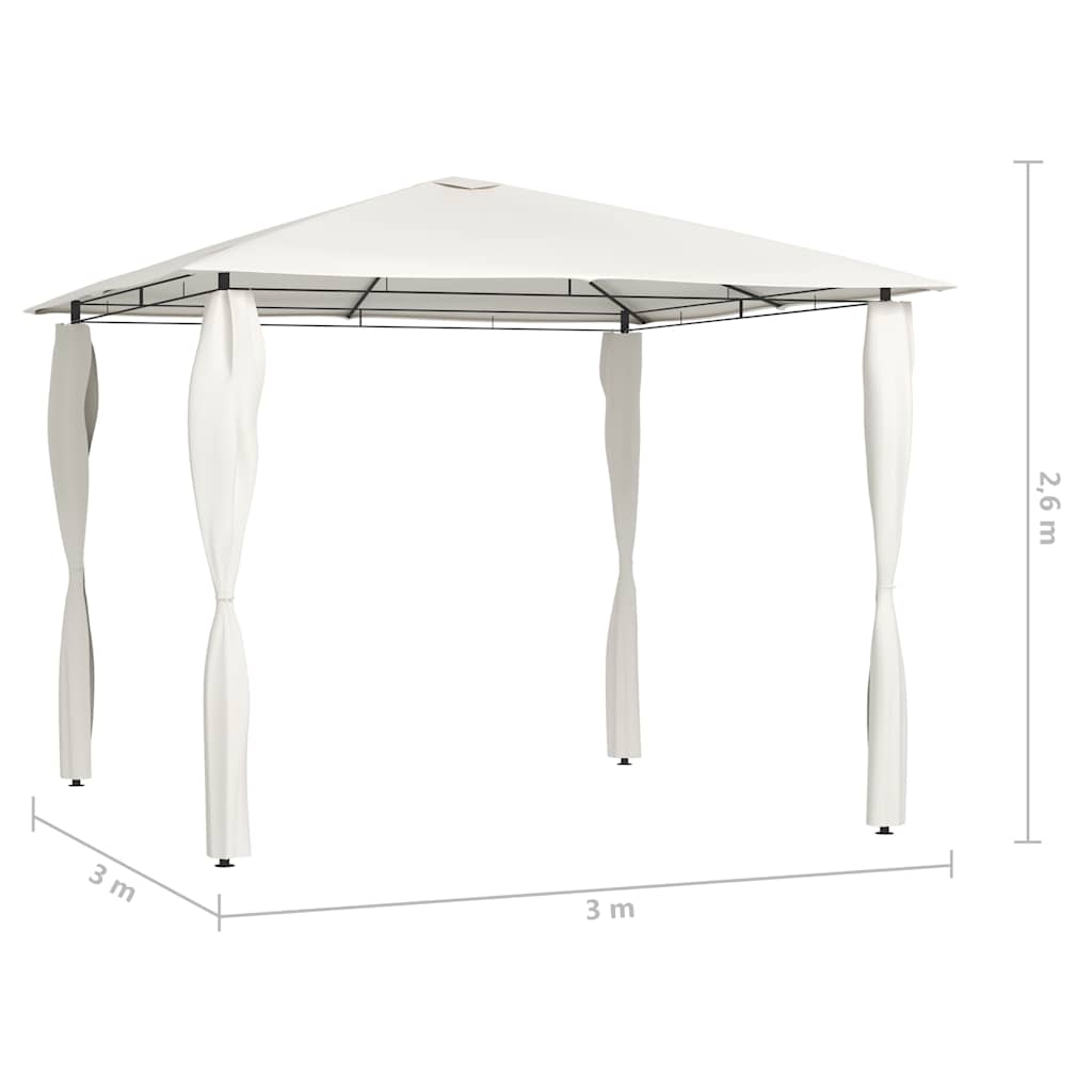 Prieel met paalhoezen 160 g/m² 3x3x2,6 m crèmekleurig
