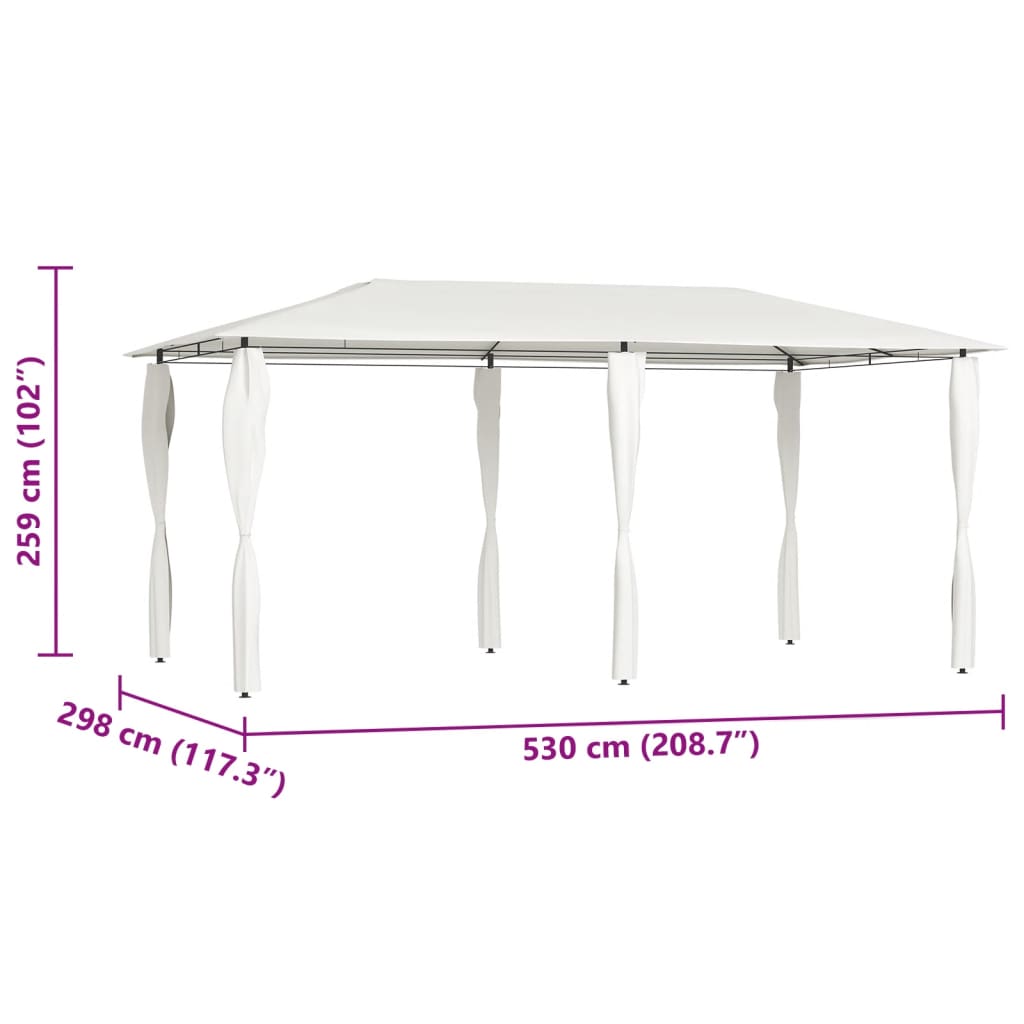 Prieel met paalhoezen 160 g/m² 2,98x5,3x2,59 m crèmekleurig