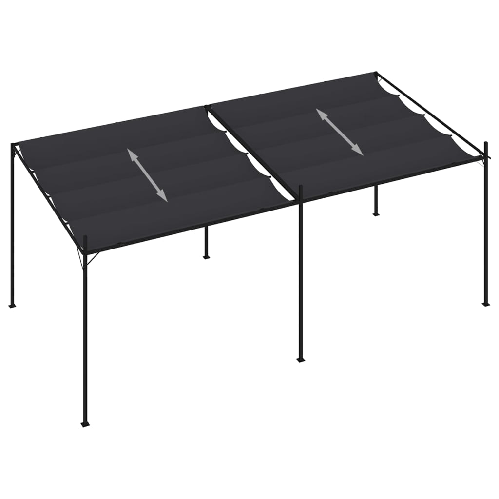 Prieel met uittrekbaar dak 600x300x233 cm antracietkleurig