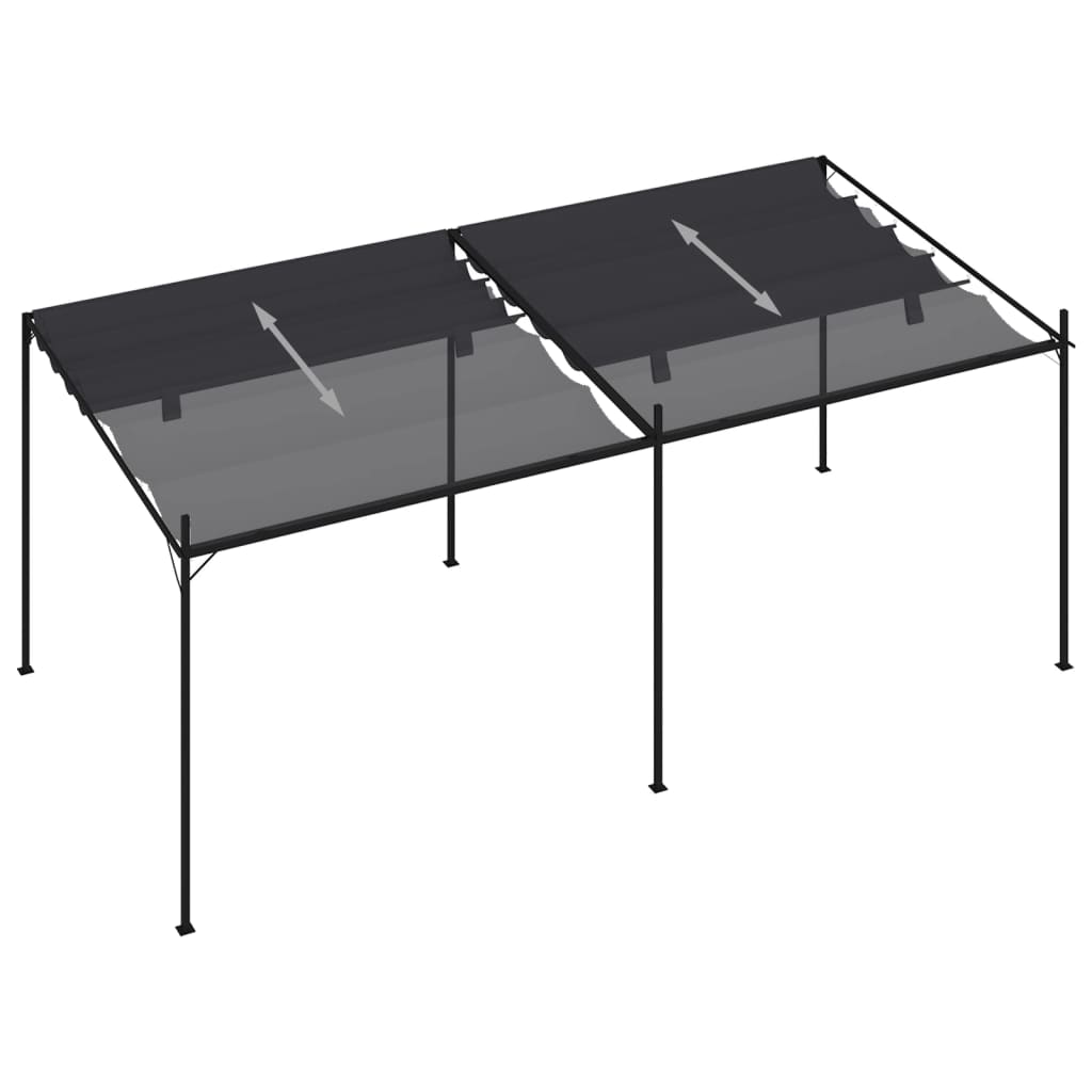 Prieel met uittrekbaar dak 600x300x233 cm antracietkleurig