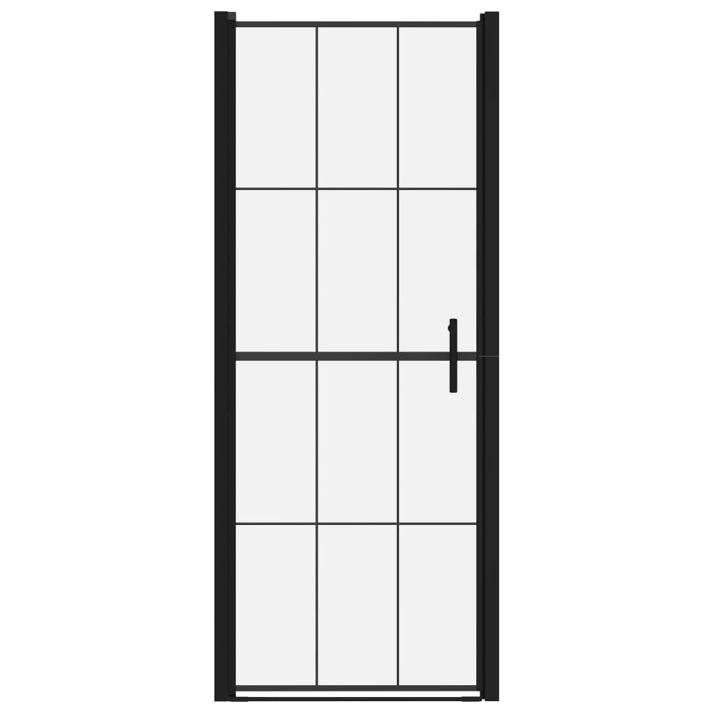 Douchedeur 81x195 cm gehard glas zwart