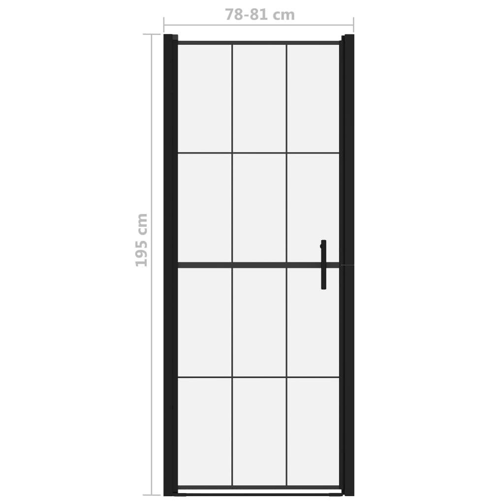 Douchedeur 81x195 cm gehard glas zwart