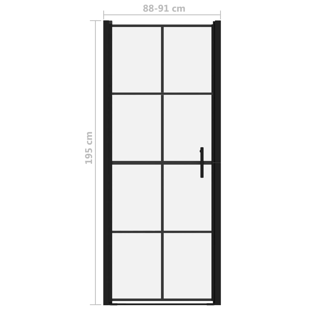 Douchedeur 91x195 cm gehard glas zwart