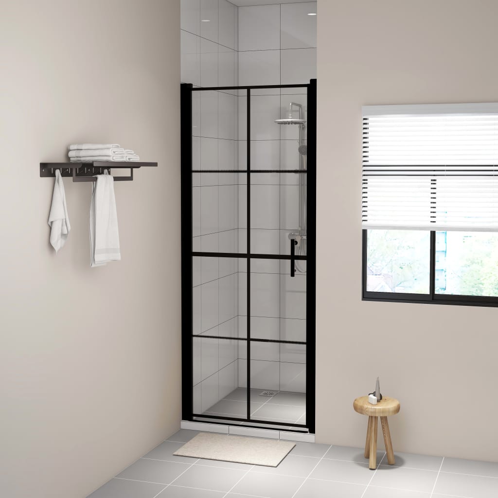 Douchedeur 91x195 cm gehard glas zwart