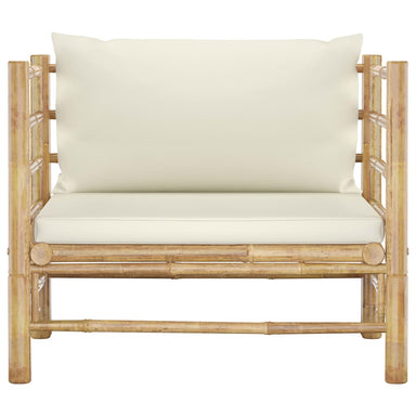 Tuinbank Met Crèmewitte Kussens Bamboe 1 Fauteuil