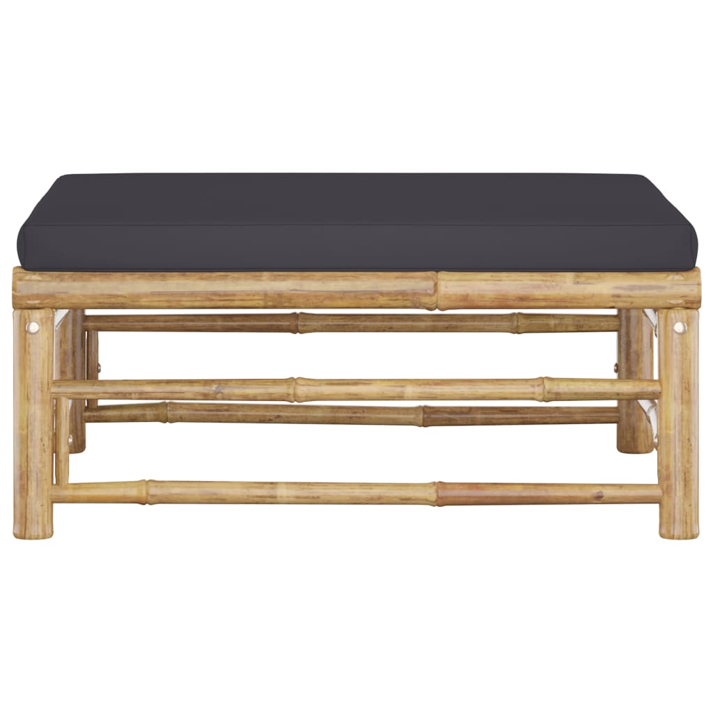 Voetenbank Met Donkergrijs Kussen Bamboe 1 Voetensteun