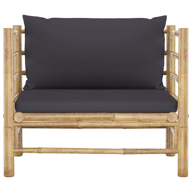 Tuinbank Met Donkergrijze Kussens Bamboe 1 Donkergrijs Fauteuil