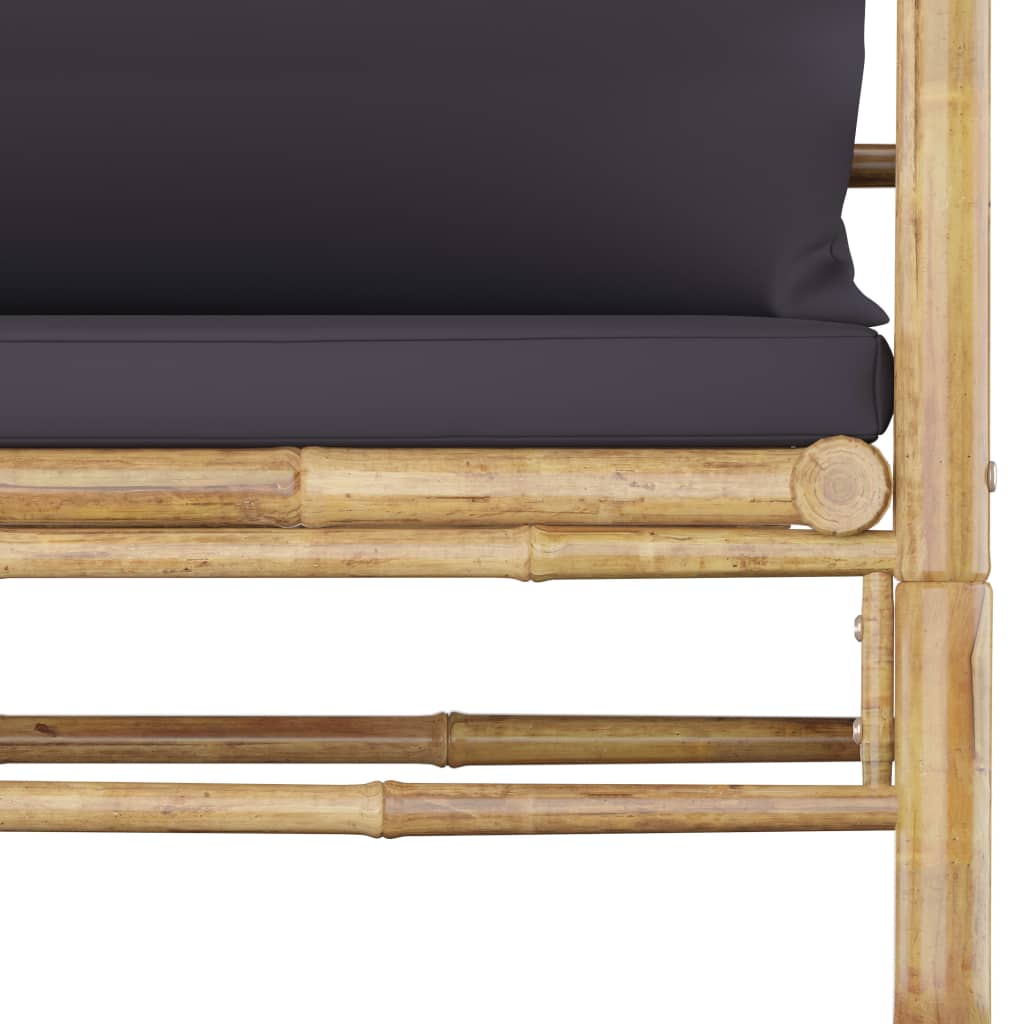 Tuinbank Met Donkergrijze Kussens Bamboe 1 Donkergrijs Fauteuil