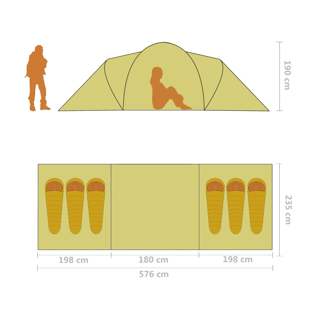 Tent 6-persoons blauw en groen