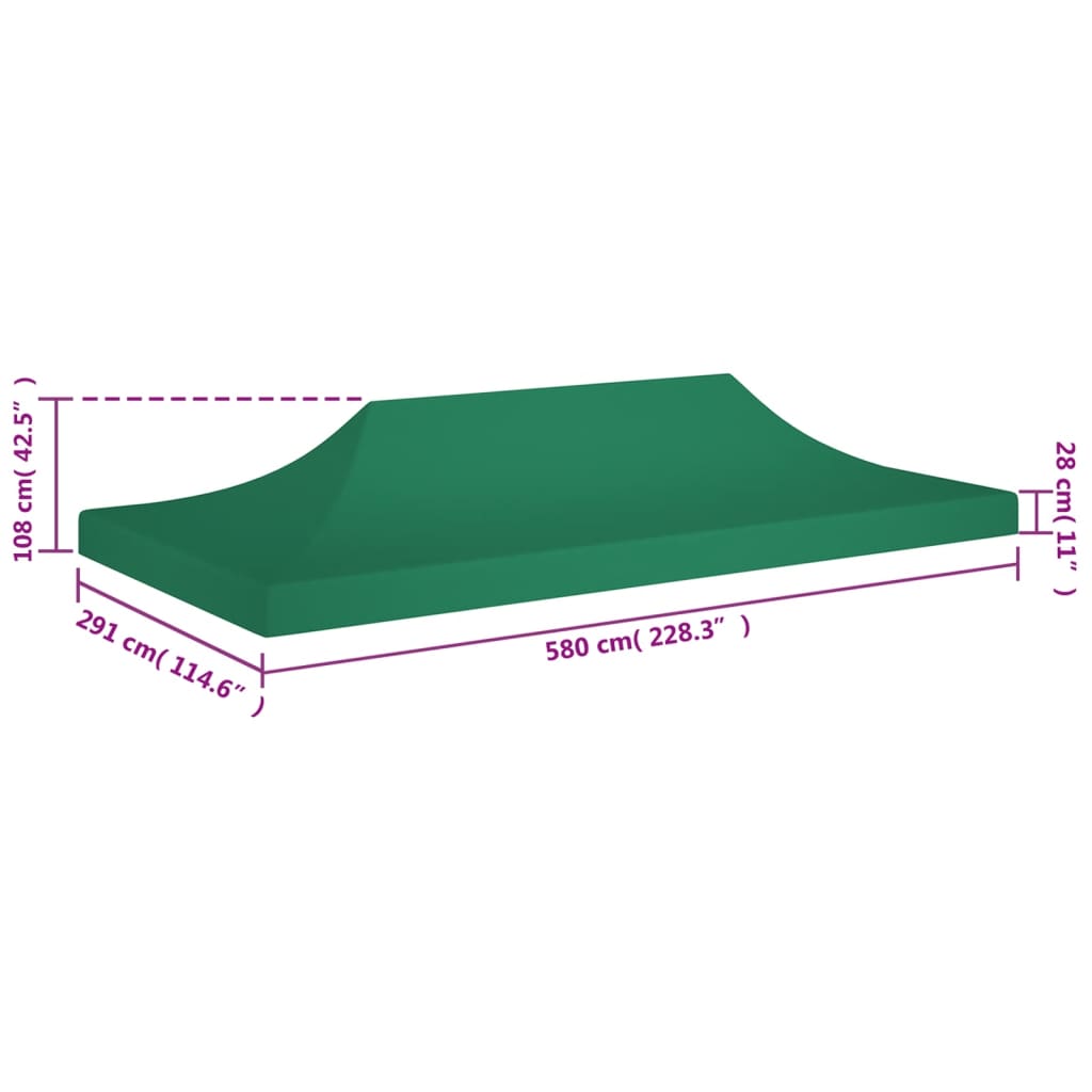 Partytentdak 270 g/m² 6x3 m groen
