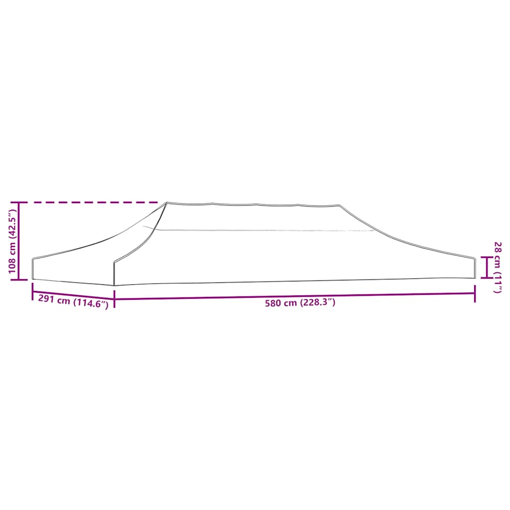 Partytentdak 270 g/m² 6x3 m taupe