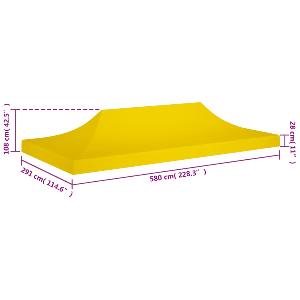 Partytentdak 270 g/m² 6x3 m geel