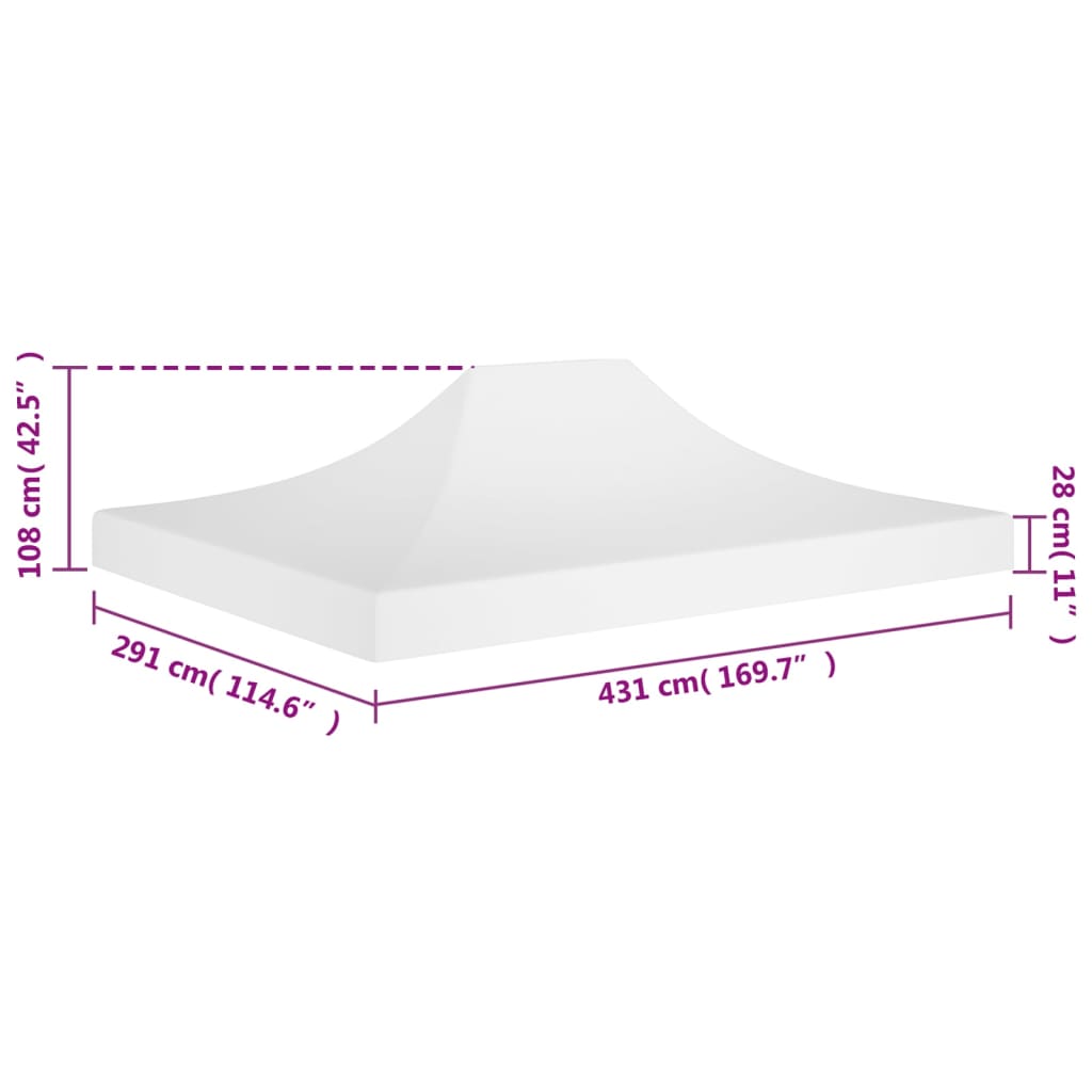 Partytentdak 270 g/m² 4,5x3 m wit