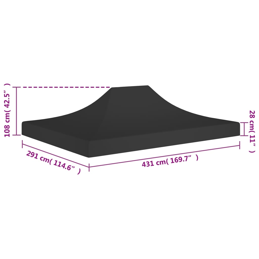 Partytentdak 270 g/m² 4,5x3 m zwart