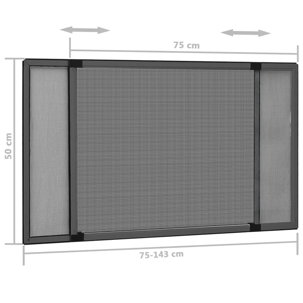 Raamhor uitschuifbaar (75-143)x50 cm antracietkleurig