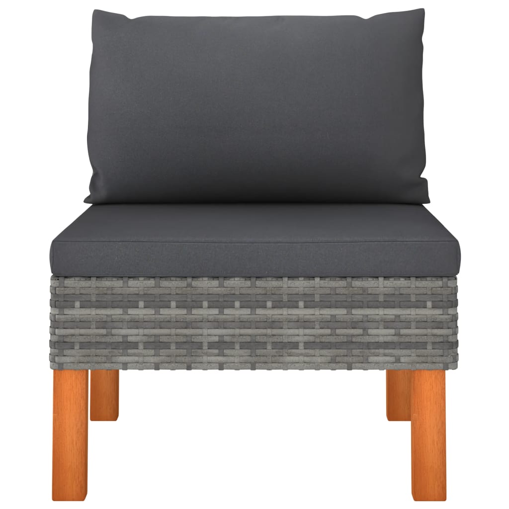 Middenbank Poly Rattan En Massief Eucalyptushout 1 Grijs
