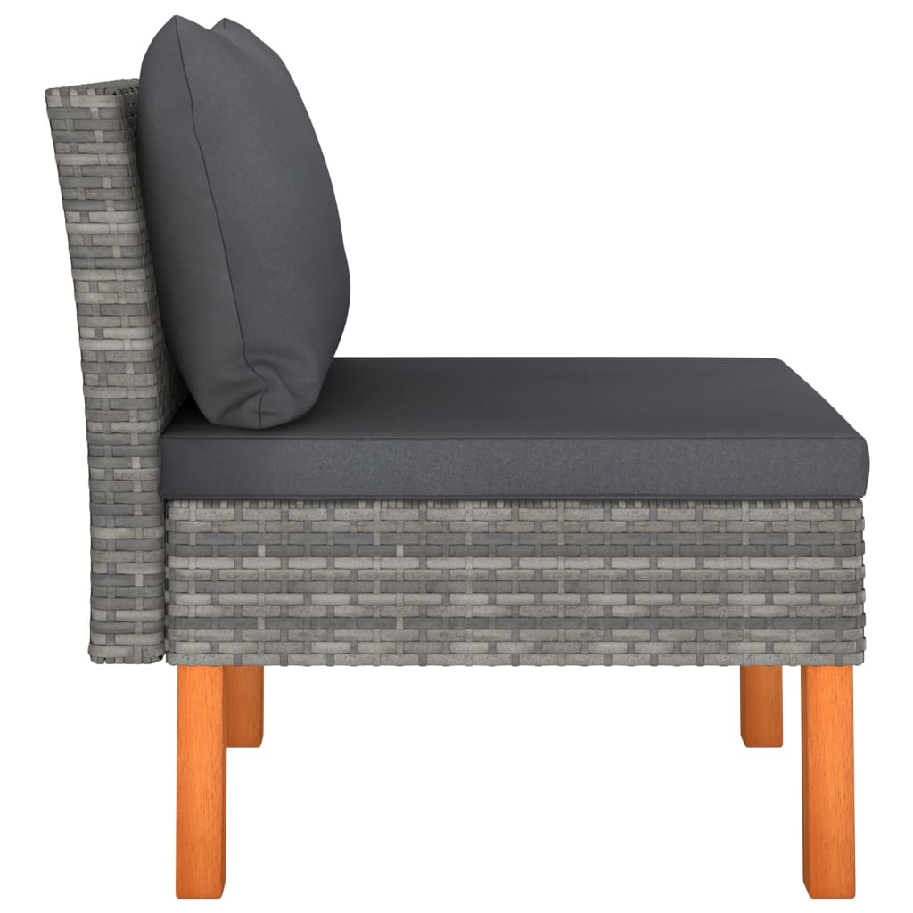 Middenbank Poly Rattan En Massief Eucalyptushout 1 Grijs