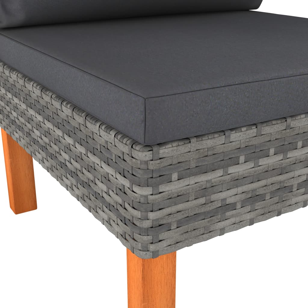 Middenbank Poly Rattan En Massief Eucalyptushout 1 Grijs