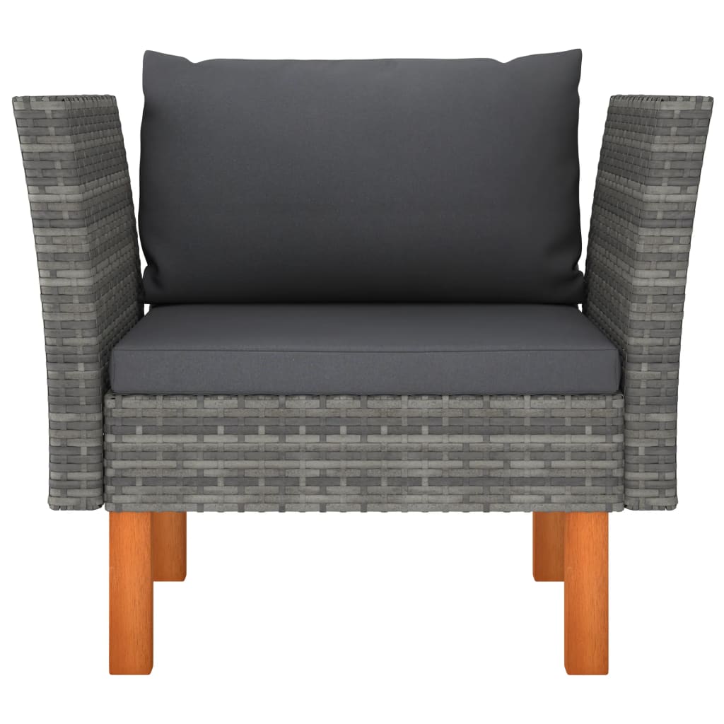 Tuinbank Poly Rattan En Massief Eucalyptushout 1 Grijs Fauteuil