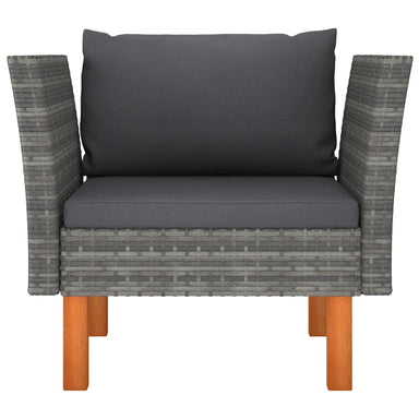 Tuinbank Poly Rattan En Massief Eucalyptushout 1 Grijs Fauteuil