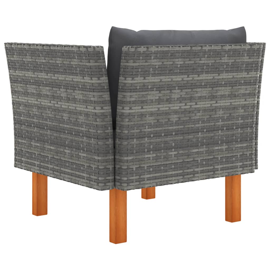 Tuinbank Poly Rattan En Massief Eucalyptushout 1 Grijs Fauteuil