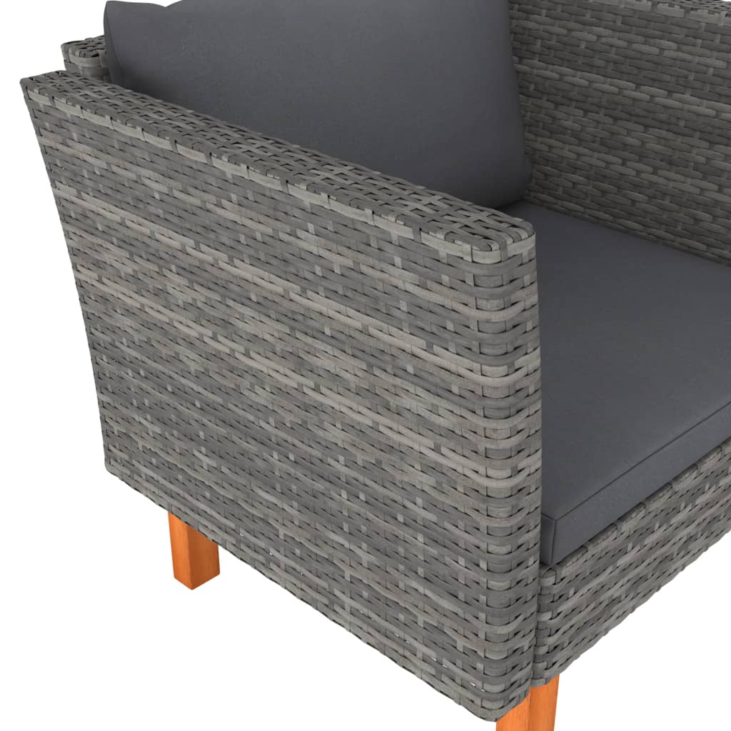 Tuinbank Poly Rattan En Massief Eucalyptushout 1 Grijs Fauteuil